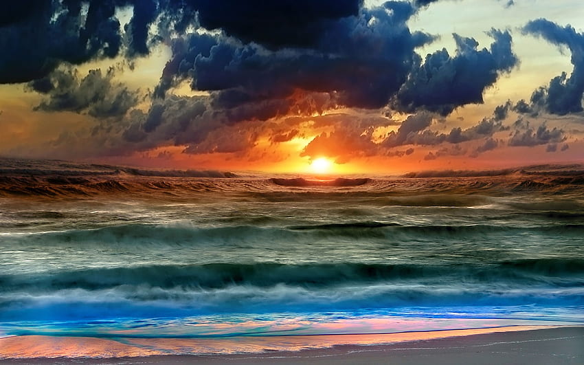 ocean [] for your , Mobile & Tablet. Explore Sunset Ocean Rainbow . Sunset Ocean Rainbow , Ocean Sunset , Ocean Sunset, Creative Sunset HD wallpaper