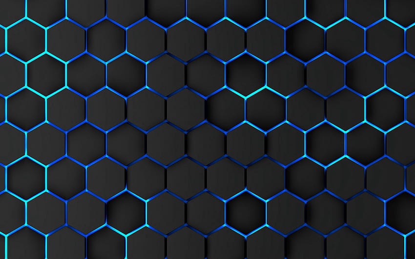 hexagones au néon, nids d'abeilles, texture 3D d'hexagones, motifs d'hexagones, textures d'hexagones, textures 3D, motifs de nids d'abeilles, hexagones 3D Fond d'écran HD