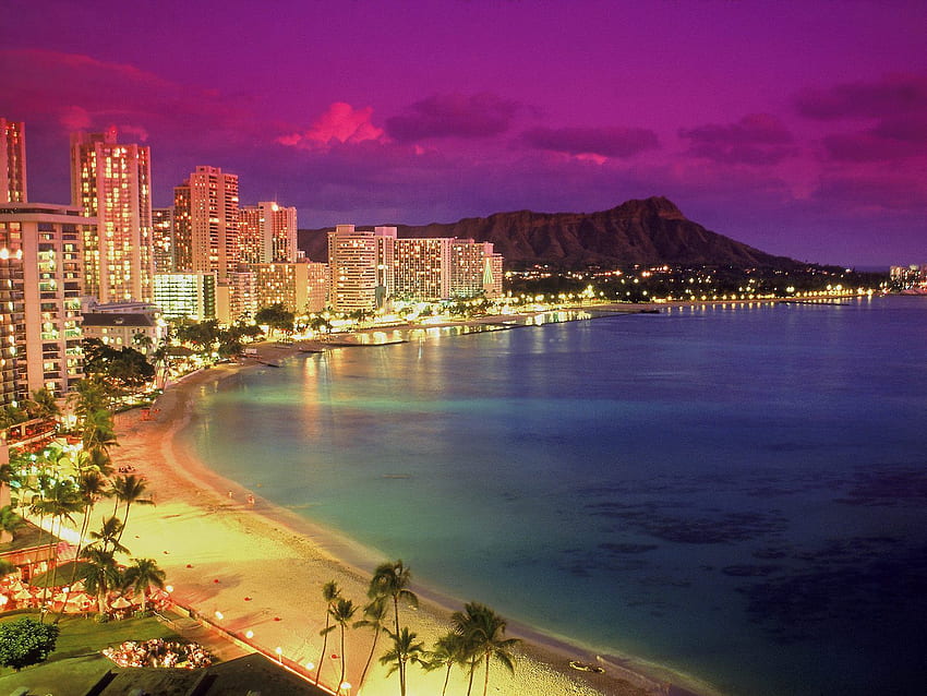 Waikiki at Dusk, Hawaii HD wallpaper