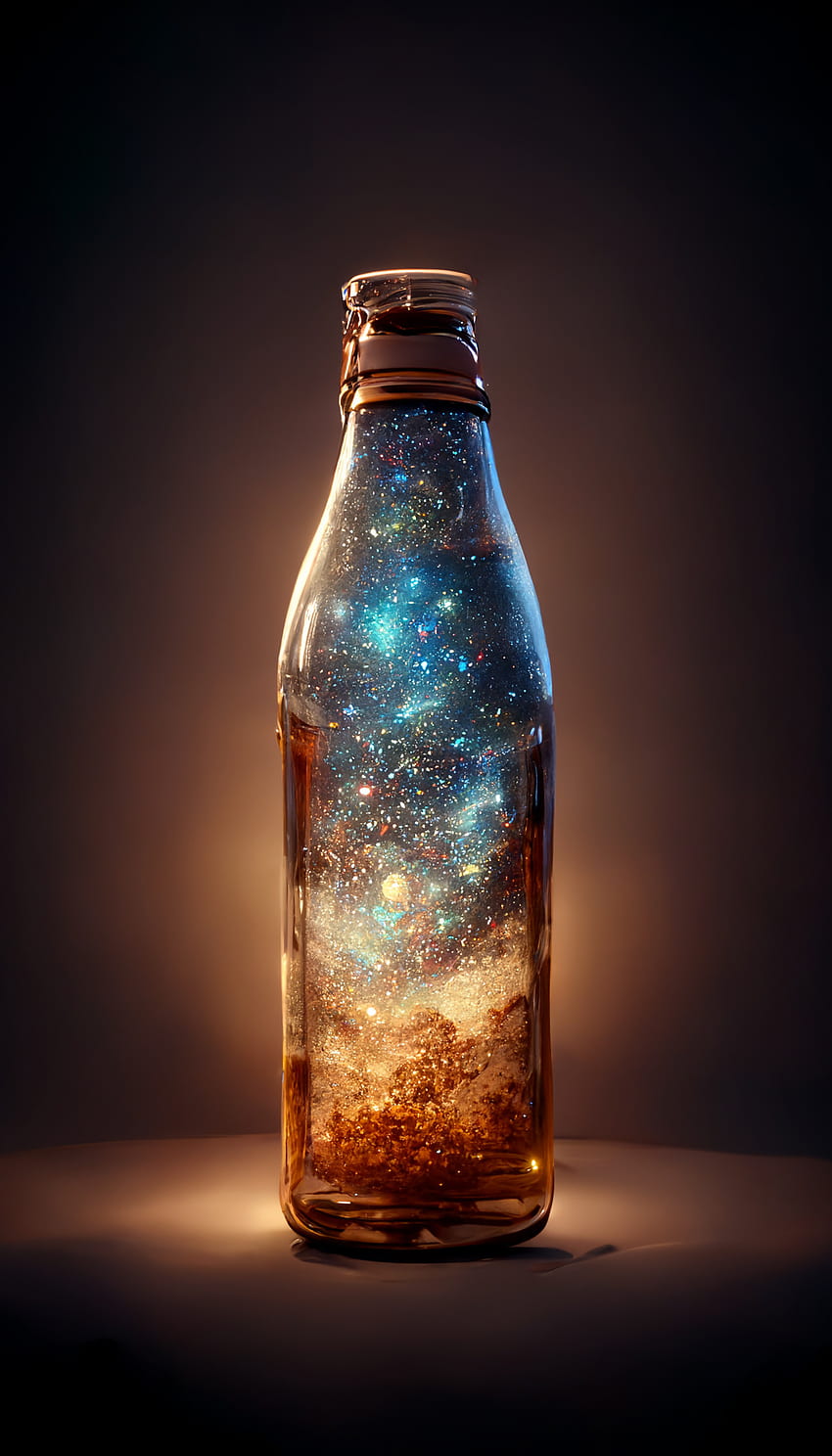 Galaxie in einer Flasche, Glasflasche, Raum HD-Handy-Hintergrundbild
