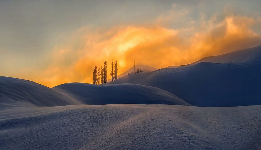 Puesta de sol en invierno, invierno, naturaleza, increíble, puesta de sol fondo de pantalla