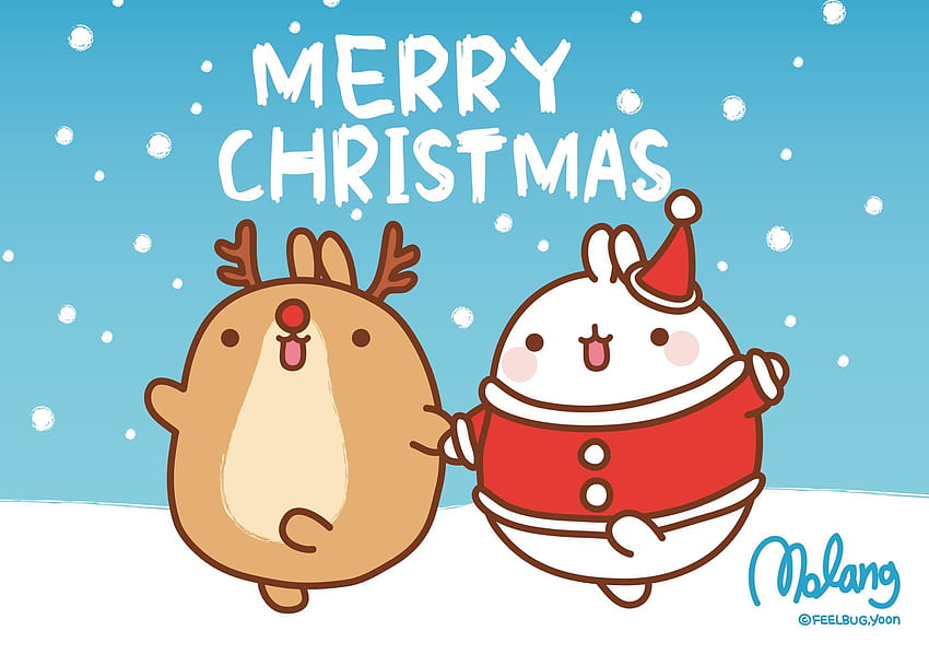 San-X Molang Christmas - Here are 3 super cute Molang Backgrounds for Christmas! Click each to be taken to the full size ... HD wallpaper