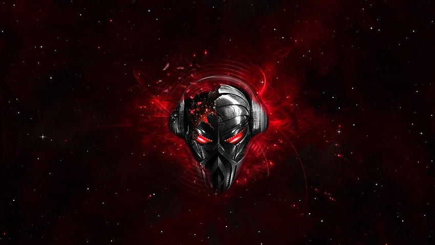 Preview pirate station, skull, graphics, headphones, space HD wallpaper