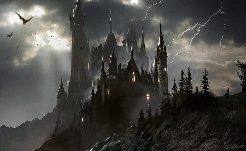 Dunkles Schloss, dunkles gotisches Schloss HD-Hintergrundbild