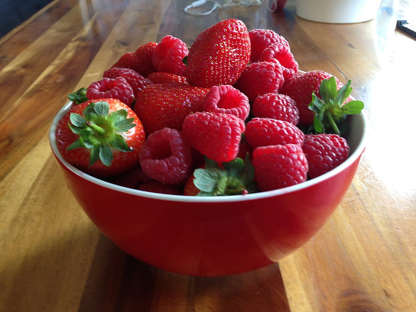 Essen, Erdbeere, Himbeere, Beeren, Tasse HD-Hintergrundbild