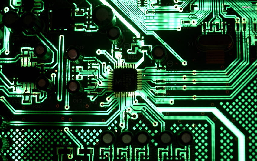 แผงวงจร วิศวกรรมอิเล็กทรอนิกส์ เมนบอร์ด สีเขียว ส่วนประกอบวงจร ฮาร์ดแวร์คอมพิวเตอร์ ส่วนประกอบคอมพิวเตอร์ วอลล์เปเปอร์ HD