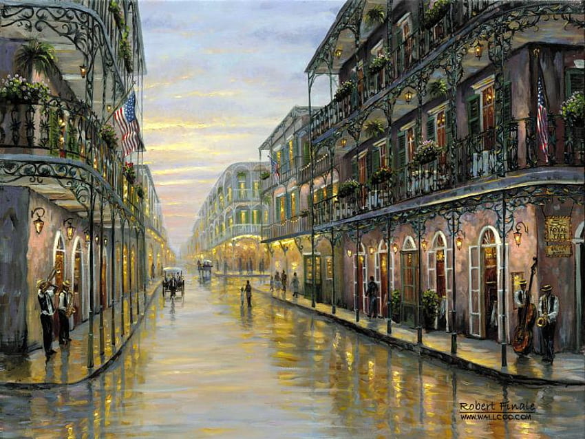Yeni Başlangıçlar, binalar, New Orleans, yağmur, ışıklar, tarih, sokaklar, insanlar HD duvar kağıdı