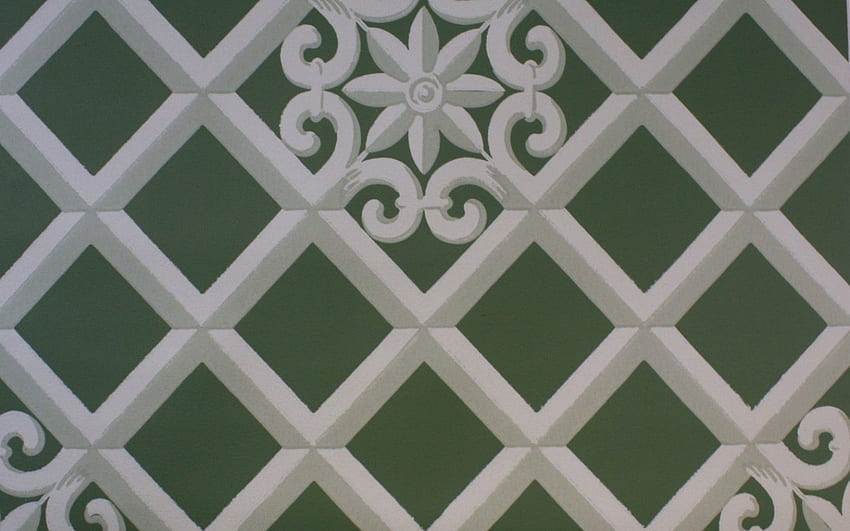 Diseño de celosía geométrica en gris y blanco verde vintage de la década de 1950 [] para su, móvil y tableta. Explore la celosía verde y blanca. negro y verde fondo de pantalla