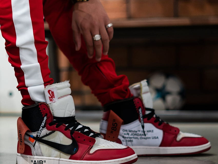 Dope • Person Wearing Chicago Air Jordan 1 X Off White, Shoe, Human • For You The Best For & Mobile, Jordan One HD wallpaper