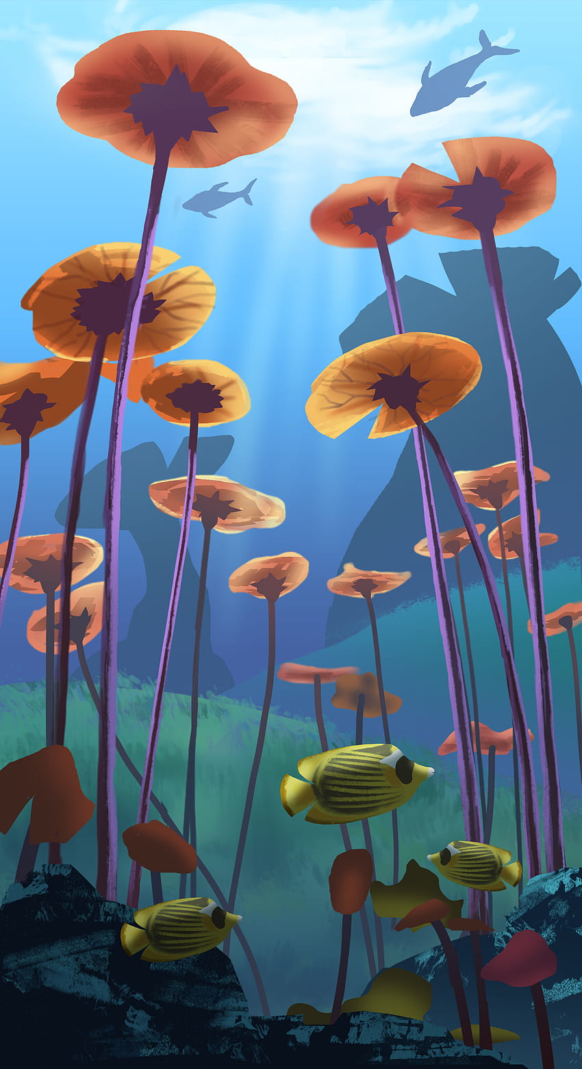 arte, mar, pescado, algas, algas marinas, debajo del agua, debajo del agua fondo de pantalla del teléfono