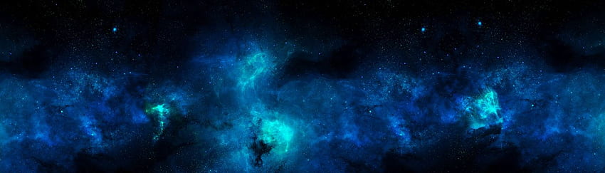 우주 여행 - 블루 스페이스 듀얼 모니터 HD 월페이퍼