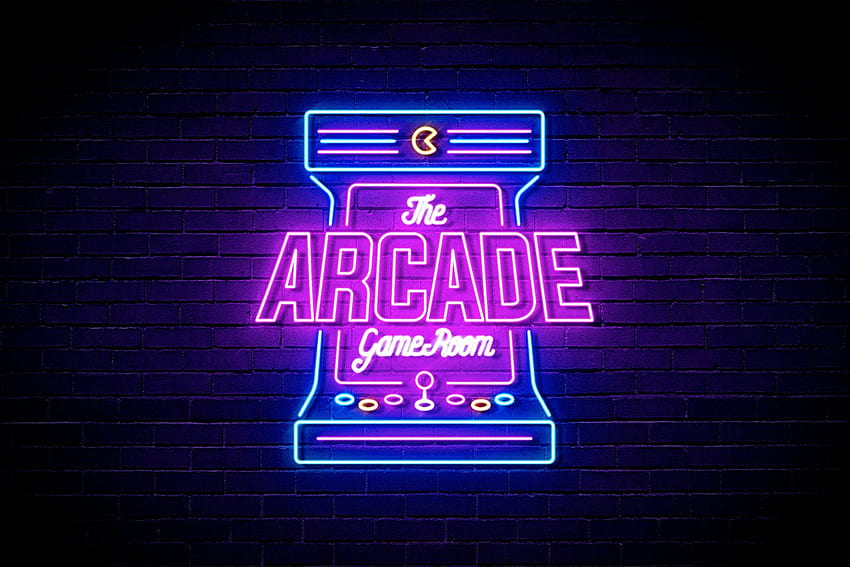 Neon Sign Effects im Jahr 2020. Arcade-Spielzimmer, Leuchtreklamen, Retro-Logos HD-Hintergrundbild