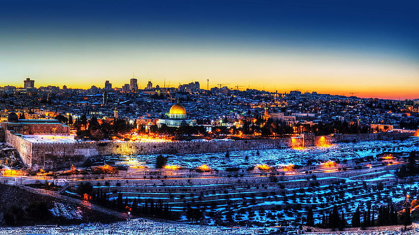Israel Jerusalem Winter Temples night time Street HD wallpaper