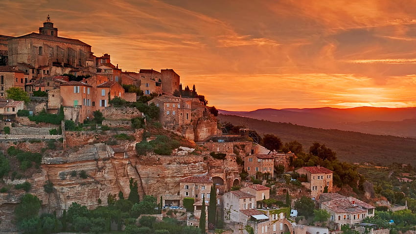 Gordes, Provence Alpes Côte D'Azur, Fransa By T1000 HD duvar kağıdı