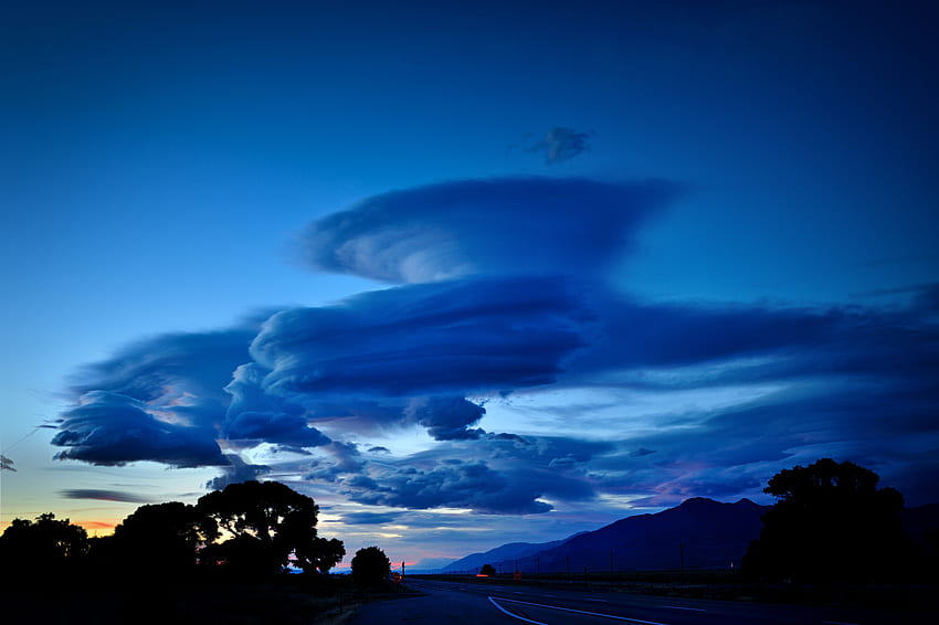 자연, 산, 밤, 구름, 도로, 화려한 HD 월페이퍼