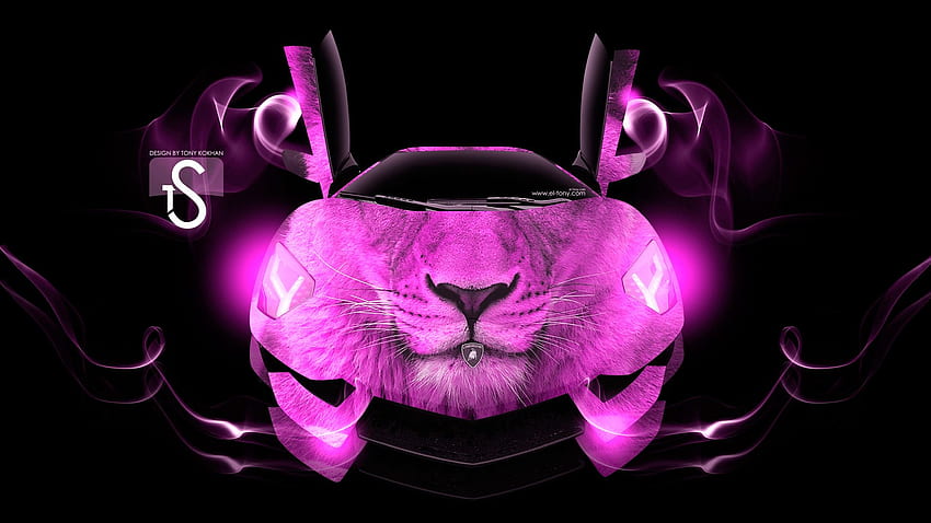 Lamborghini Aventador King Lion Car 2013 Pink Neon HD wallpaper