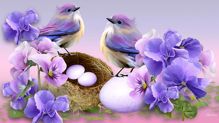 Avikalp MWZ1659 Pink White Flowers Birds 3D HD Wallpaper  Avikalp  International  3D Wallpapers