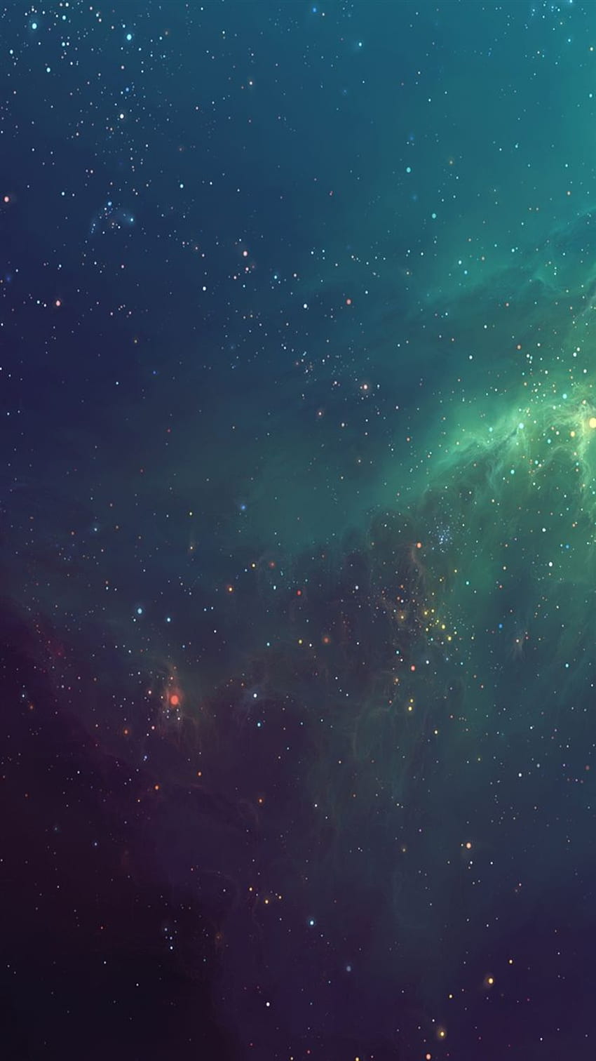 Fantezi Parlak Yıldızlı Yeşil Nebula Yıldızlı Uzay Gökyüzü Manzarası iPhone 8 HD telefon duvar kağıdı