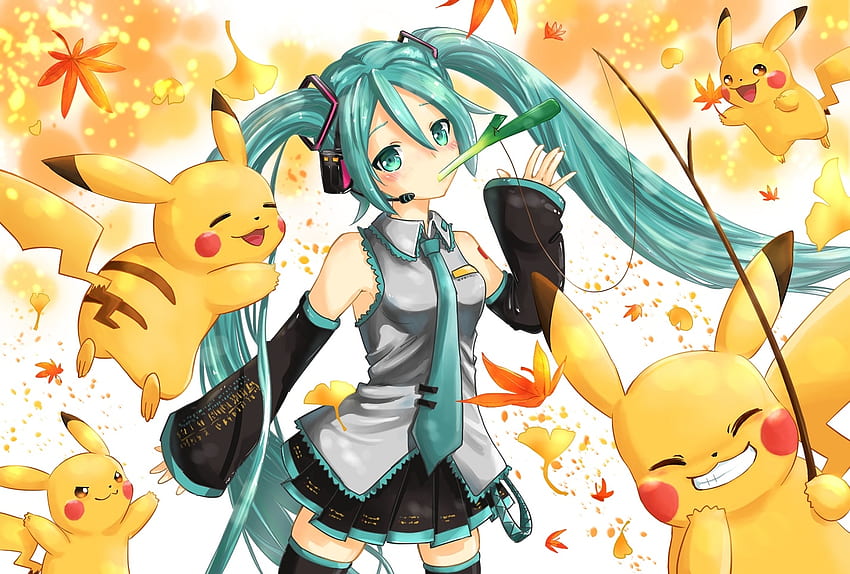 Hatsune Miku, blue, vocaloud, a karin, girl, pikachu, anime, yellow, manga,  pokemon HD wallpaper | Pxfuel