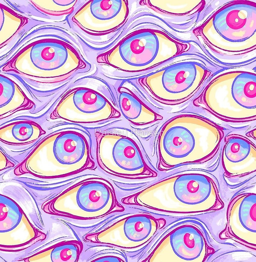 Стена от очи в лилаво от Пейсли Хансен. Хипи изкуство, Трипи рисунки, Арт колаж стена HD тапет за телефон