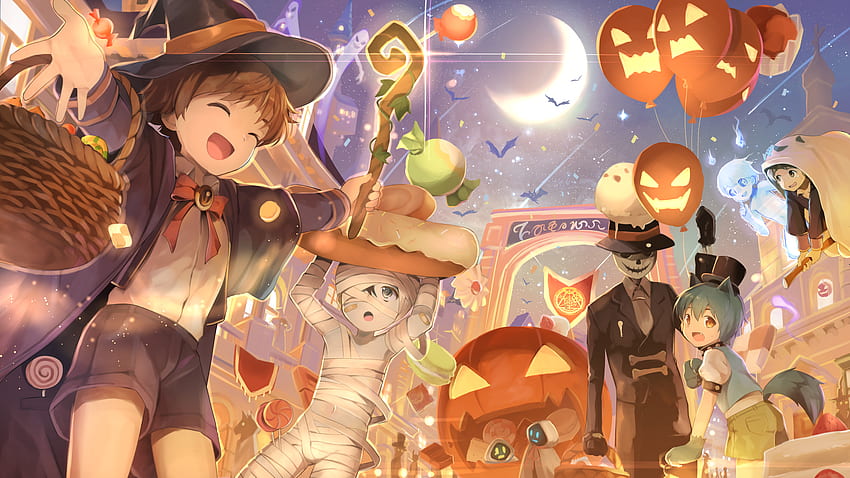 Halloween, Fancy Costumes and Pumpkins♪, Cute Halloween Anime HD wallpaper