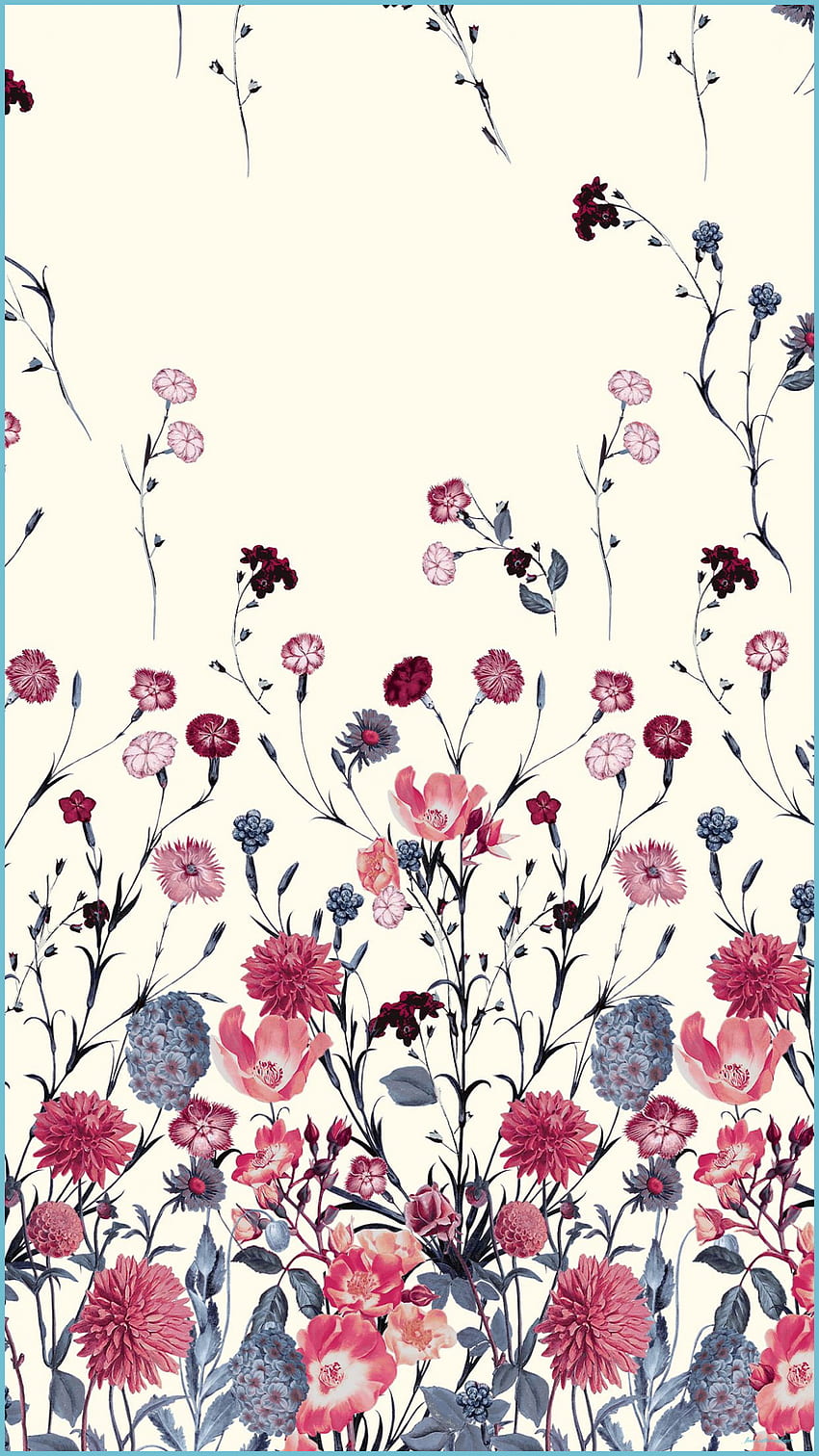 Blue And Red Flower Floral Pattern Floral Background, Flower - Flower Pattern HD phone wallpaper