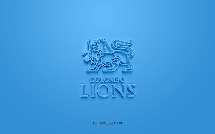 Colombo Lions, creative 3D logo, blue background, EFLI, Indian American football club, Elite Football League of India, Colombo, Sri Lanka, American football, Colombo Lions 3d logo HD wallpaper