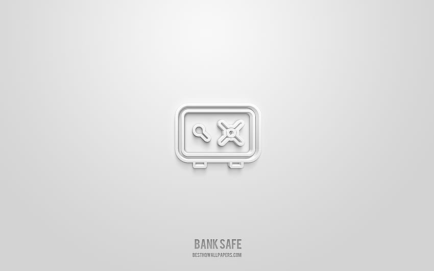 Bank safe 3d icon, white background, 3d symbols, Bank safe, business icons, 3d icons, Bank safe sign, business 3d icons HD wallpaper