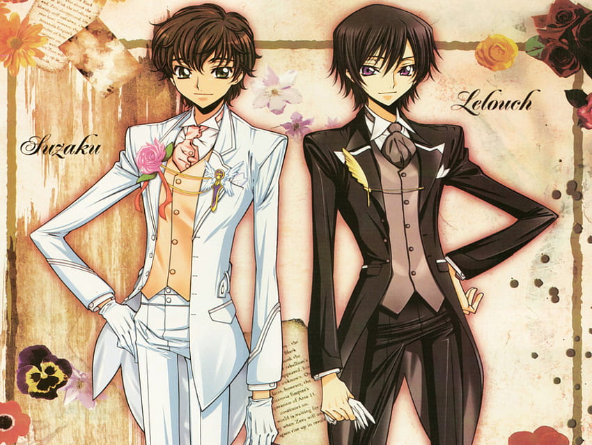 Lelouch and Suzaku, stuff, anime, suit, boys HD wallpaper