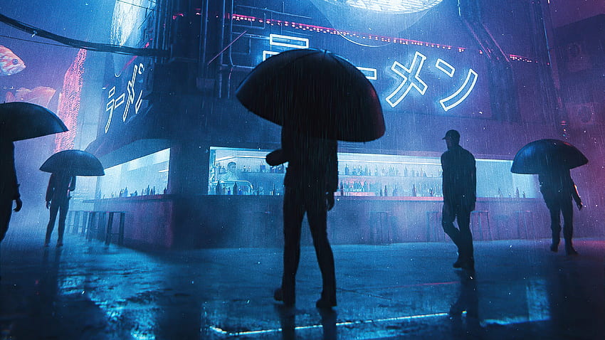 Future Cyberpunk City Life Raining, Künstler, , , Hintergrund und HD-Hintergrundbild