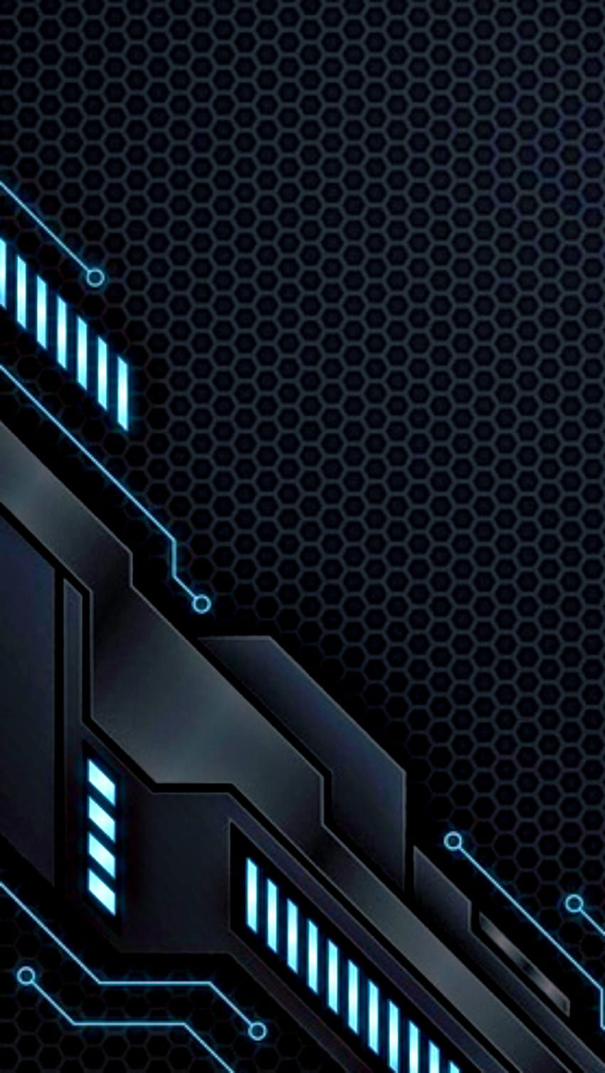 material tech gamer 3d, digital, amoled, samsung, azul, néon, preto, padronizar, abstrato, brilho, malha Papel de parede de celular HD