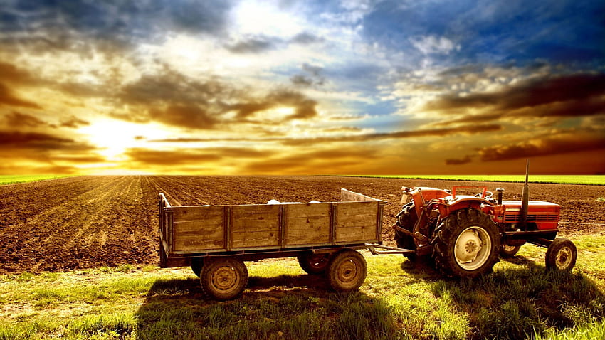 tracteur, champ, terres arables, agriculture écran large 16: 9 arrière-plan, Tracteur d'hiver Fond d'écran HD