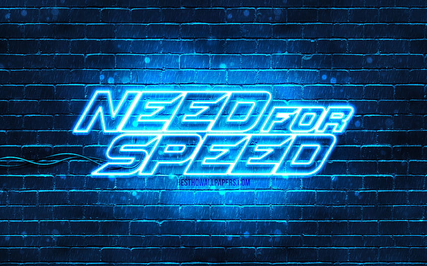 Need for Speed ​​파란색 로고, , 파란색 brickwall, NFS, 2020 게임, Need for Speed ​​로고, NFS 네온 로고, Need for Speed ​​for with resolution . 고품질 HD 월페이퍼