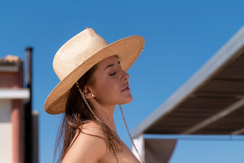 Cowgirl ~ Sybil A, vaqueira, modelo, chapéu, morena papel de parede HD