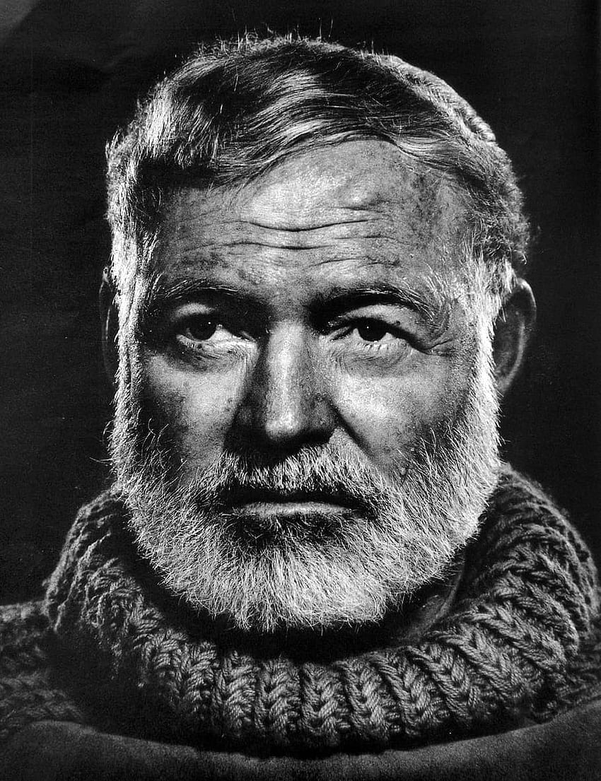 : scala di grigi dell'uomo, Ernest Hemingway, autore, giornalista Sfondo del telefono HD