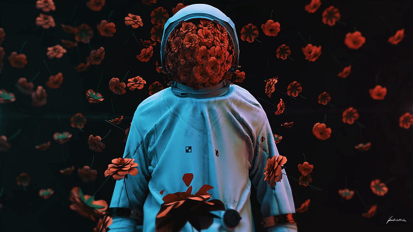 Flowers, 3D, Cosmonaut, Space Suit, Spacesuit, Gravity HD wallpaper