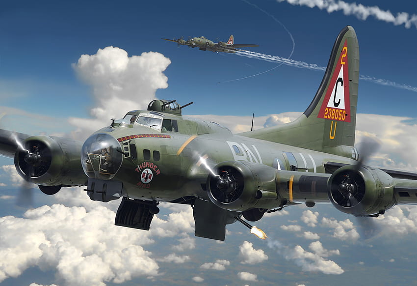 Art Airplane Boeing B 17 Flying Fortress Flying Fortress An American All Metal Heavy Four Engine Bomber The Crew Of 10 People The Air Force The United States WW2 Military ., B-17 HD wallpaper