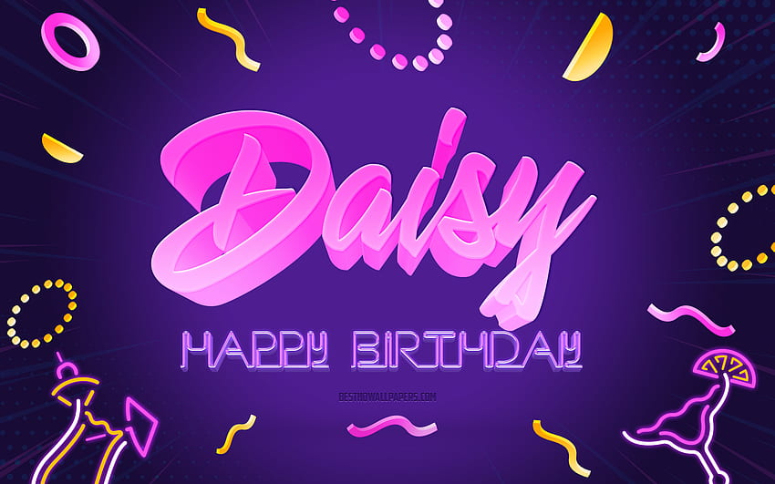Happy Birtay Daisy, , Purple Party Background, Daisy, creative art, Happy Daisy birtay, Daisy name, Daisy Birtay, Birtay Party Background HD wallpaper