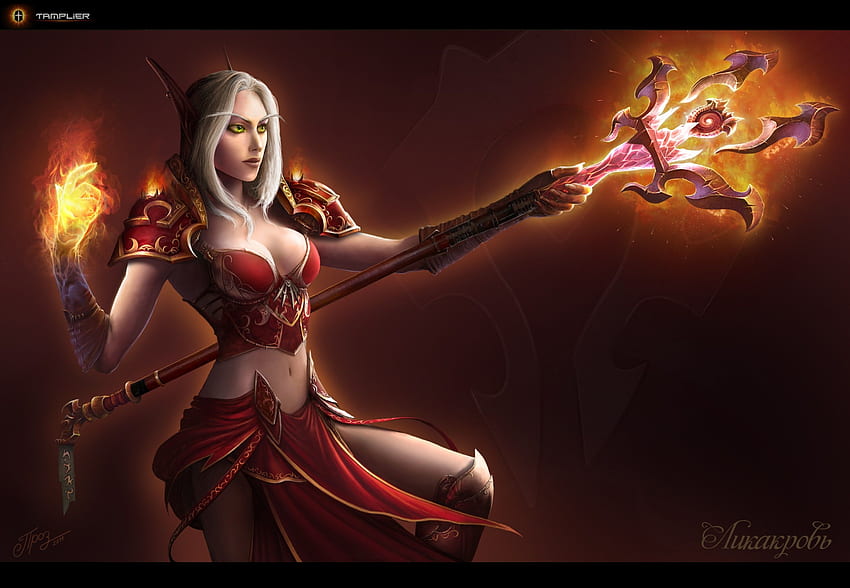 kobiety mag gry wideo world of warcraft blood elf fantasy art magia artwork długie uszy dmitriy prozo – Tapeta HD