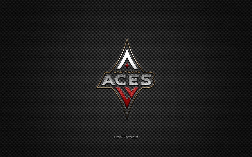Las Vegas Aces, American Basketball Club, WNBA, rotes Logo, grauer Kohlefaserhintergrund, Basketball, Las Vegas, USA, Las Vegas Aces Logo HD-Hintergrundbild