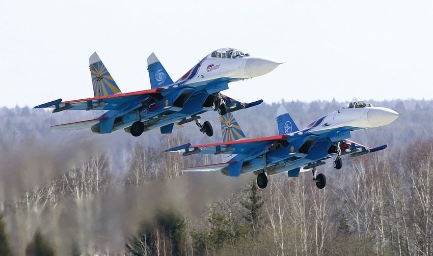 Aerobatic team Russian Knights fighter jet jets military ., Aerobatics HD wallpaper