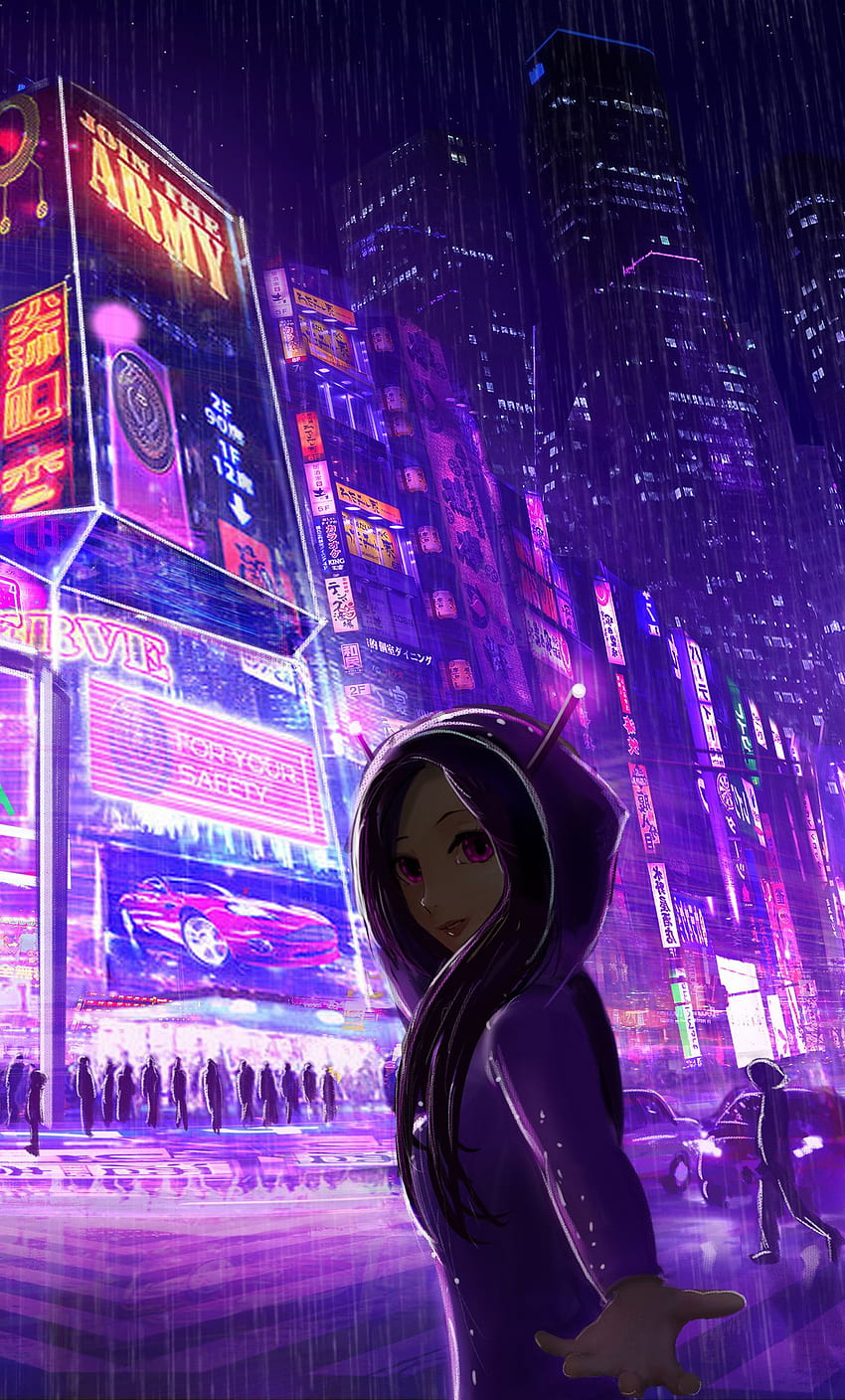 Cyberpunk Cityscape Girl Digital Art iPhone , , Background, and Tapeta na telefon HD