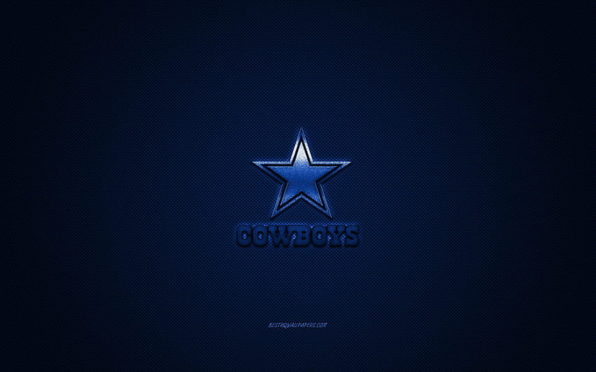 Dallas Cowboys, squadra di football americano, NFL, logo blu, blu in fibra di carbonio, football americano, Arlington, Texas, USA, National Football League, logo Dallas Cowboys con risoluzione . Alta qualità Sfondo HD