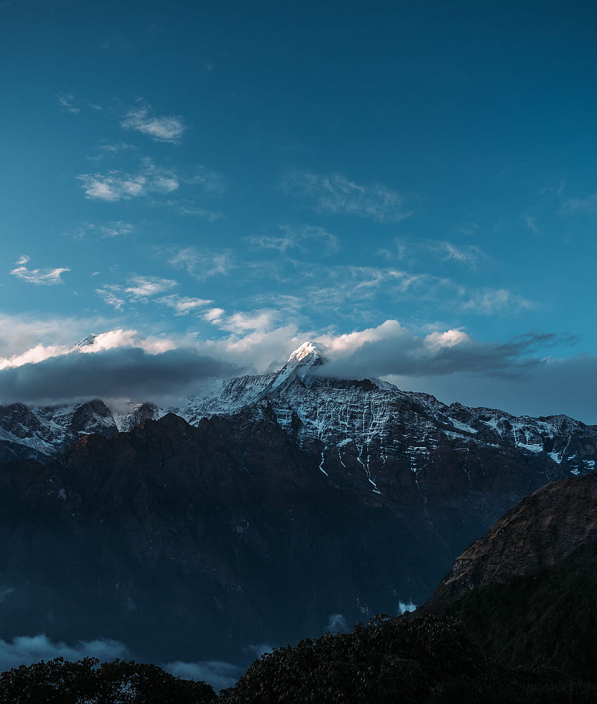 Natur, Himmel, Berge, Wolken, Gipfel, Gipfel, Himalaya HD-Handy-Hintergrundbild