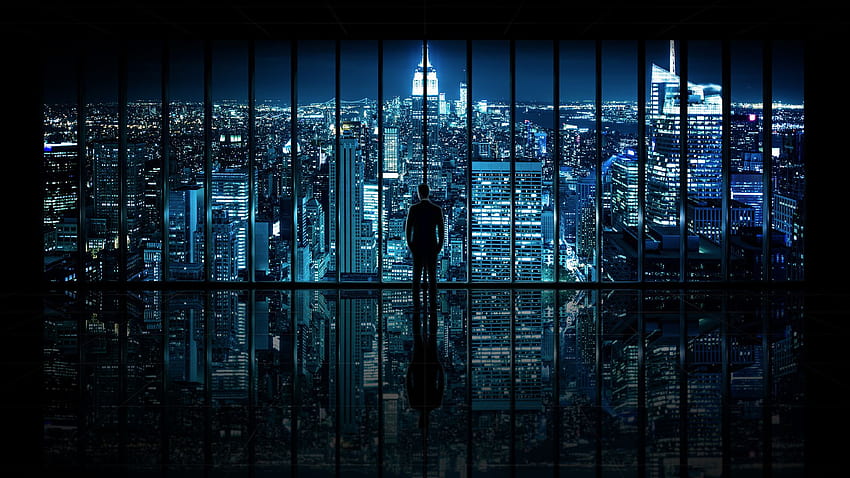 New York City, Fenster nach Gotham City, Nacht, die Stadt, Fenster, der dunkle Ritter, Ansicht 46255, 1920 X 1080 Night City HD-Hintergrundbild