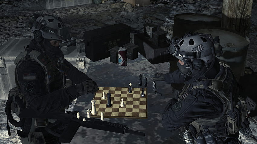 Shadow Company Soldiers Playing Chess Just Like Old Times Mw2png