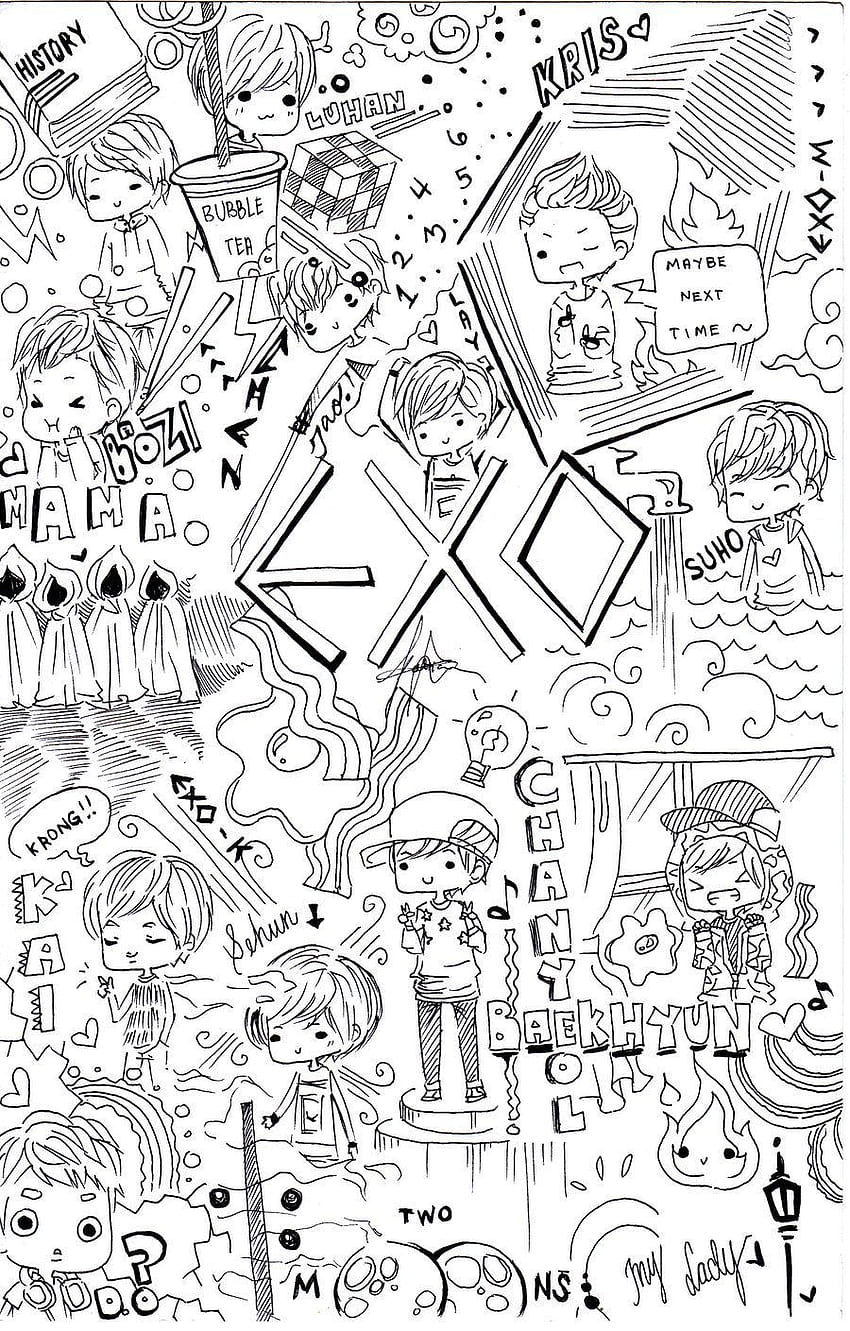 EXO doodle. Exo, Exo chibi, EXO Fan Art HD phone wallpaper