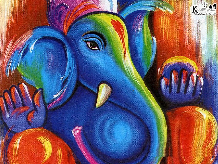 Malarstwo Lorda Ganesha, Indyjski Bóg Sztuki Współczesnej Tapeta HD