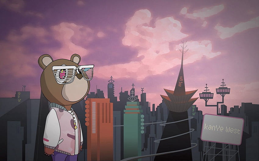 Art, City, Building, Bear, Style, Glasses, Spectacles HD wallpaper