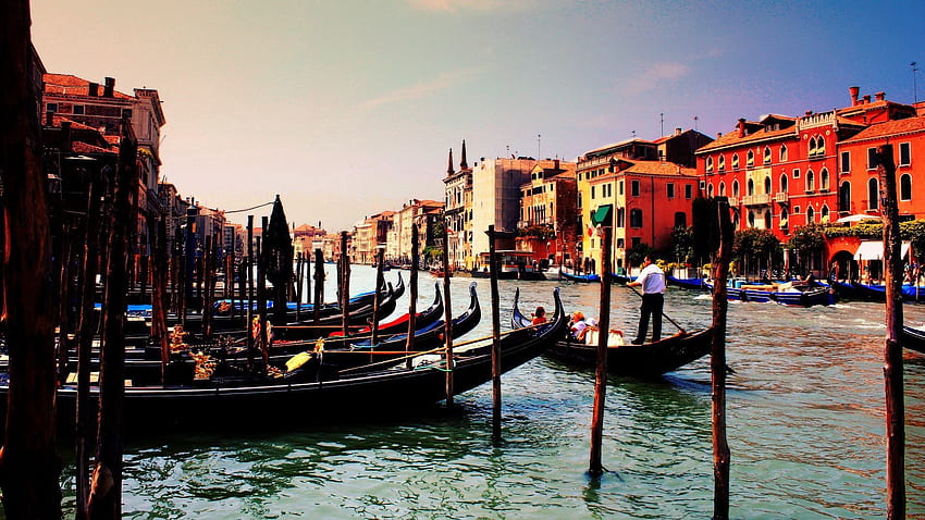 เมือง แม่น้ำ อิตาลี เวนิส เรือแจว วอลล์เปเปอร์ HD